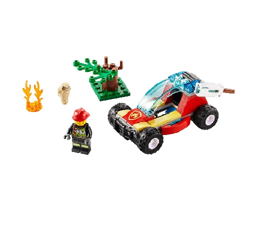 Immagine della costruzione assemblata. Buggy, foresta, figure e accessori