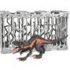 immagine del T-Rex di colore nero e arancio e della gabbia che lo contiene
