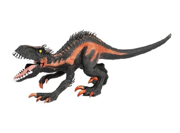 foto del T-Rex di colore nero e arancio