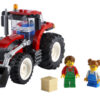foto del trattore Lego con minifigures, ortaggi, coniglietto e cassetta