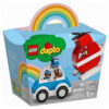 foto della scatola del set lego duplo con elicottero antincendio e auto della polizia