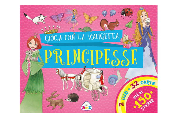 foto della valigetta con principesse e altri personaggi disegnati su sfondo rosa