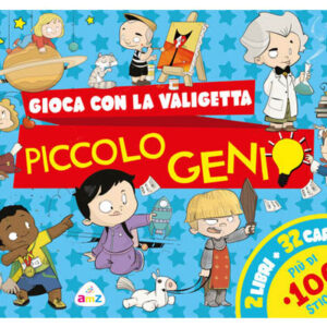 foto della valigetta "piccolo genio" con vari simpatici personaggi disegnati in copertina.