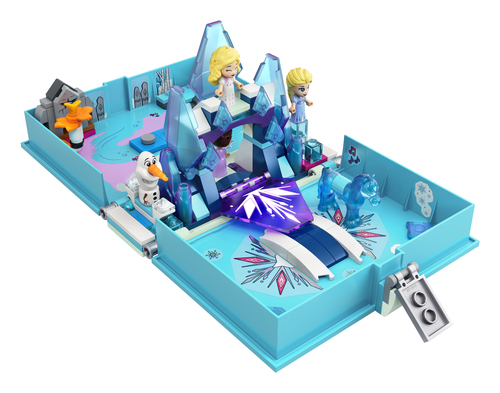 foto del libro-contenitore aperto che contiene il set lego frozen montato