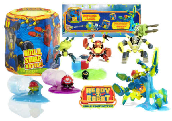 foto del contenuto delle capsule a sorpresa, con robot e slime