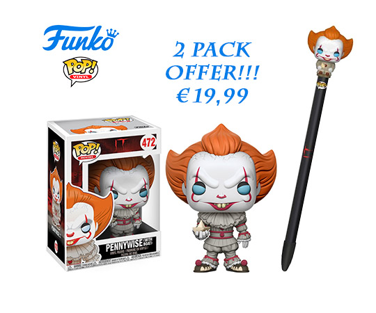 immagine dell'offerta che comprende il funko pop e la penna con topper di Pennywise