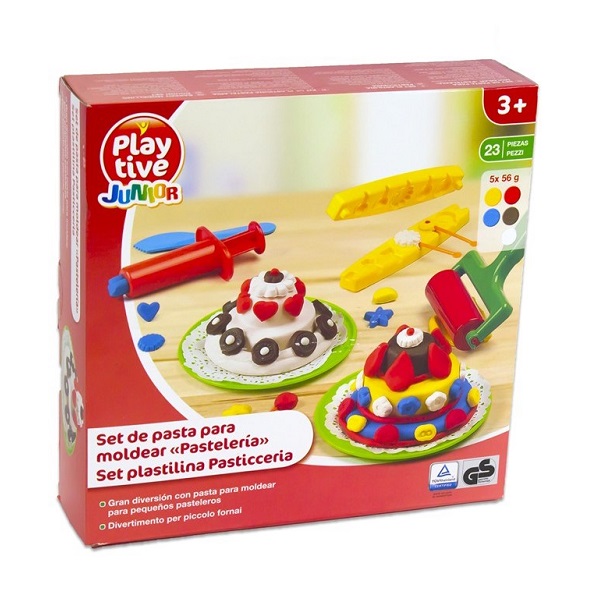 foto della confezione di vendita. Sulla scatola ci sono esempi delle torte che si possono creare con il contenuto della scatola.
