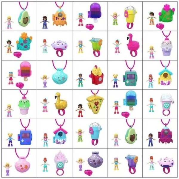 immagine di tutti i modelli di polly pocket della collezione. 30 modelli