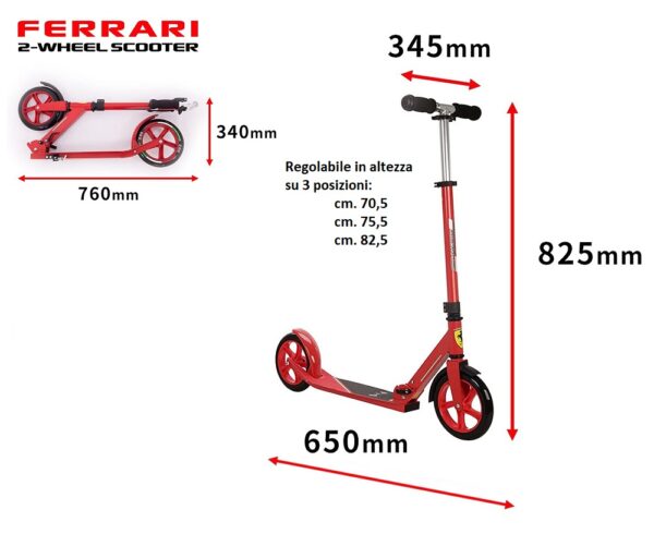 Monopattino Ferrari Con Dettaglio Misure