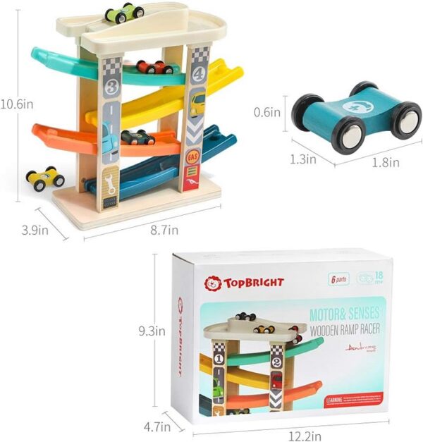 top bright rampa in legno per auto con 4 mini auto